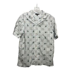 Murano Slim Fit Men’s M 100% Cotton Floral Short Slv Button Down